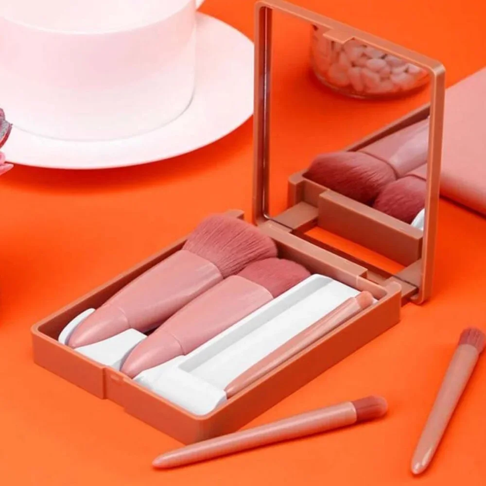 Travel Makeup Brush Set with Mirror